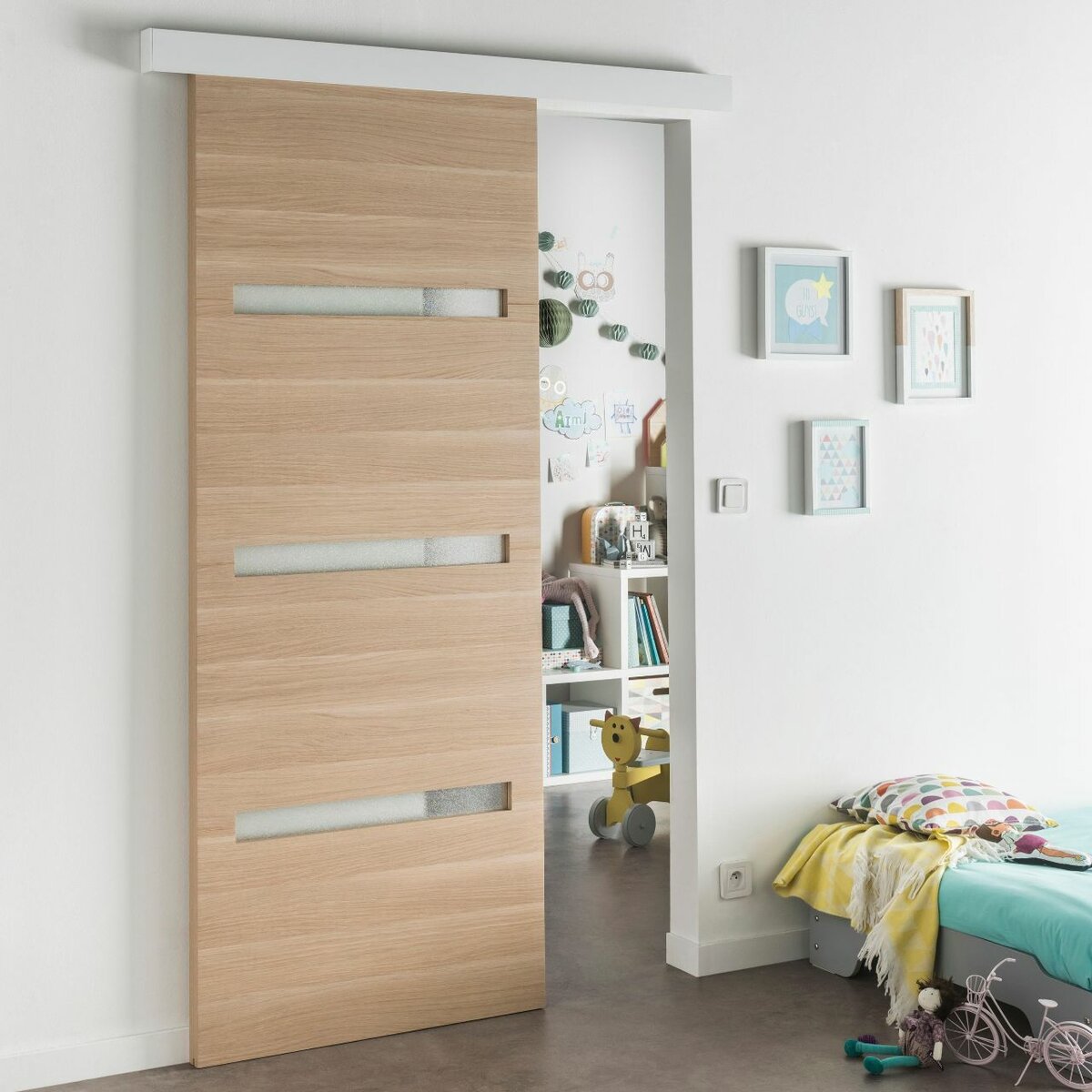 Porte coulissante en bois moderne