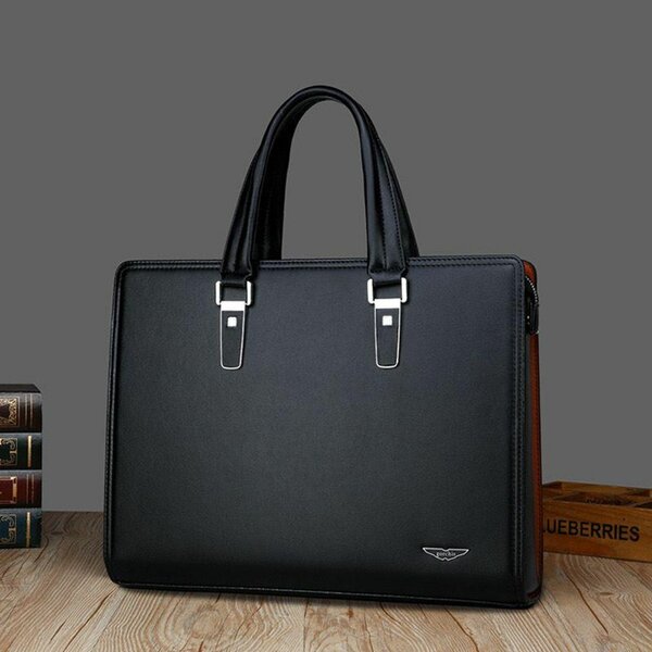 Quality Men's leather briefcase black
