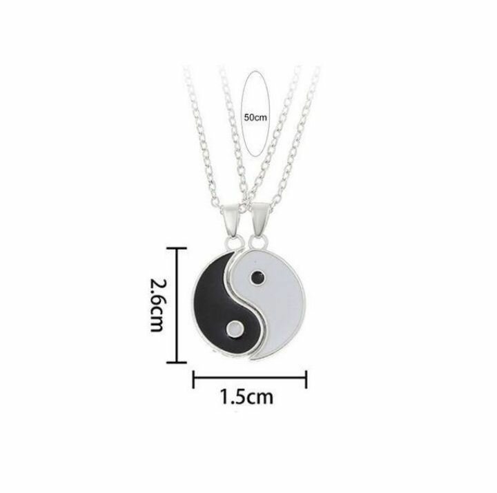 2Pcs Traditional Simple Couple Necklaces Gift Tai-Silver
