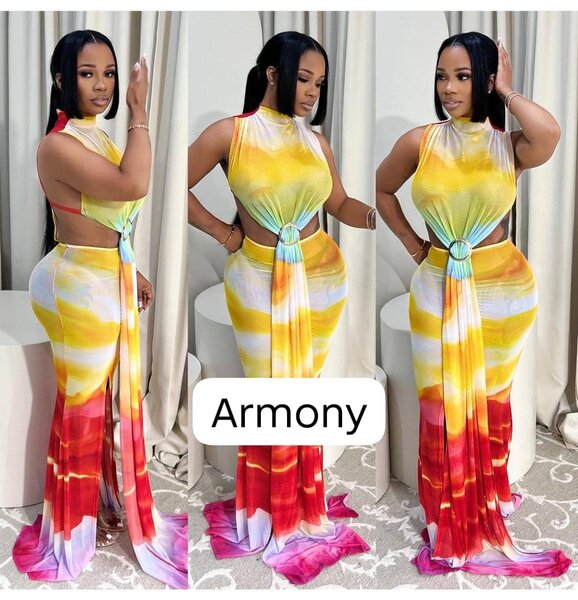 Robe longue multicolore