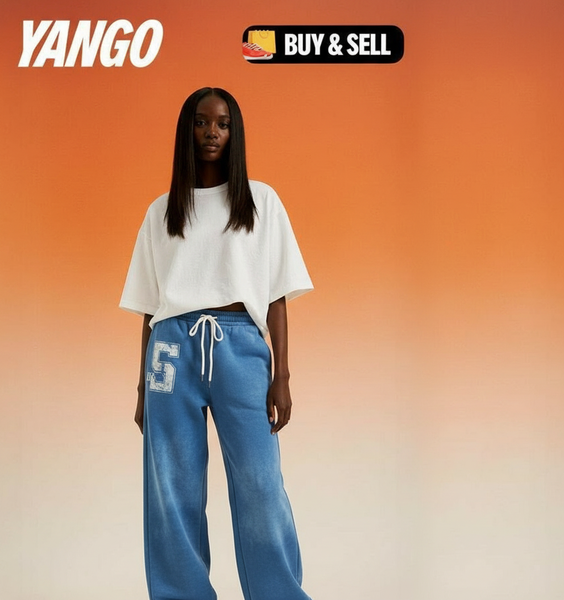 Pantalon large bleu unisexe