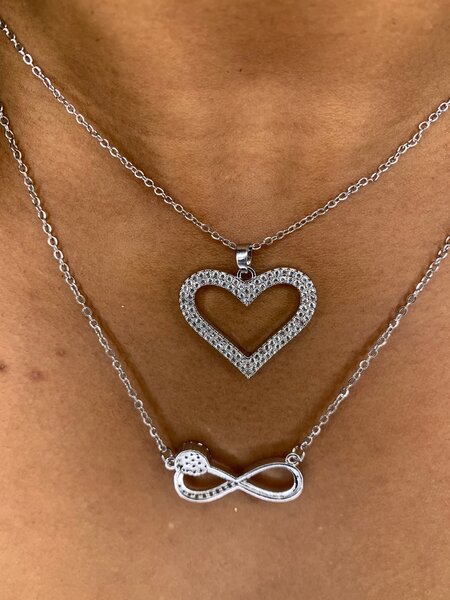 Double Heart Infinity Necklace