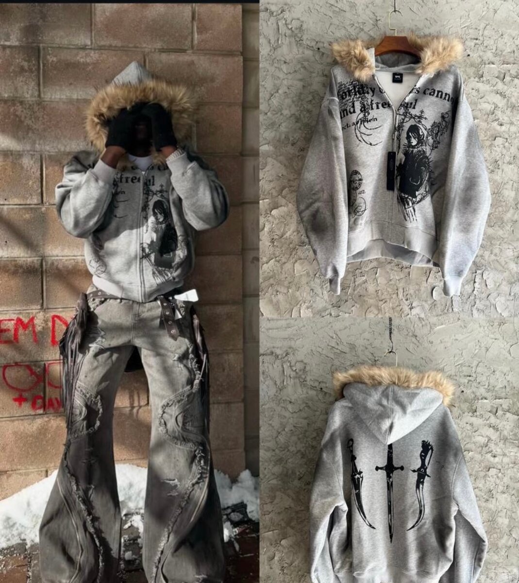 Veste à capuche graphique