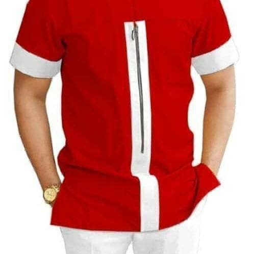 Chemise rouge avec fermeture éclair
