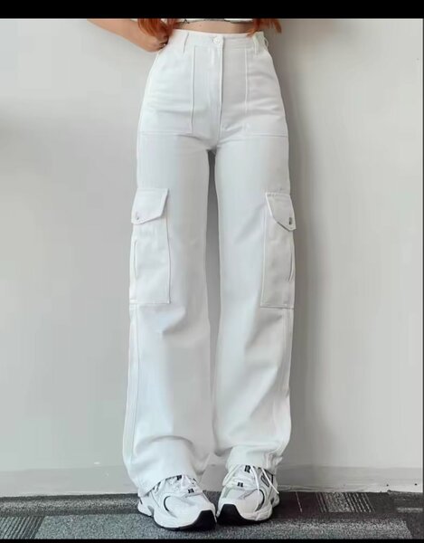 Jeans cargo blancs femme