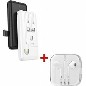 Powerbank Smartphone Sans Fil 10000 MAh + Ecouteur Blanc