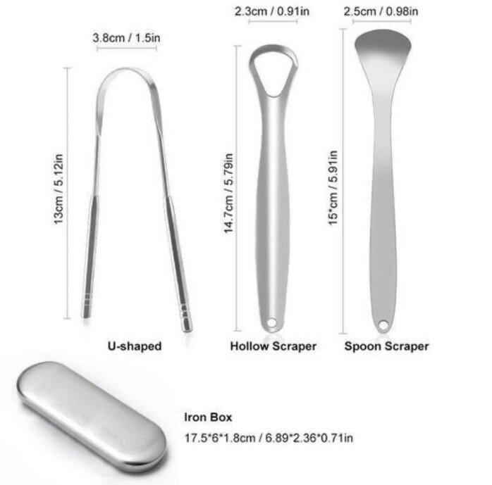 3PCS/Set Stainless Steel Oral Tongue Scrapper