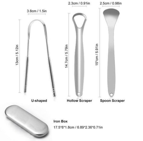 3PCS/Set Stainless Steel Oral Tongue Scrapper