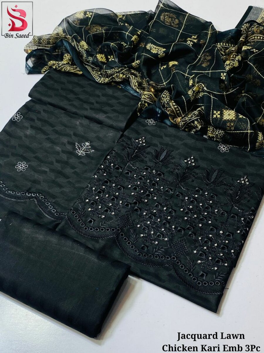Luxury jacquard lawn 3pc, dc free
