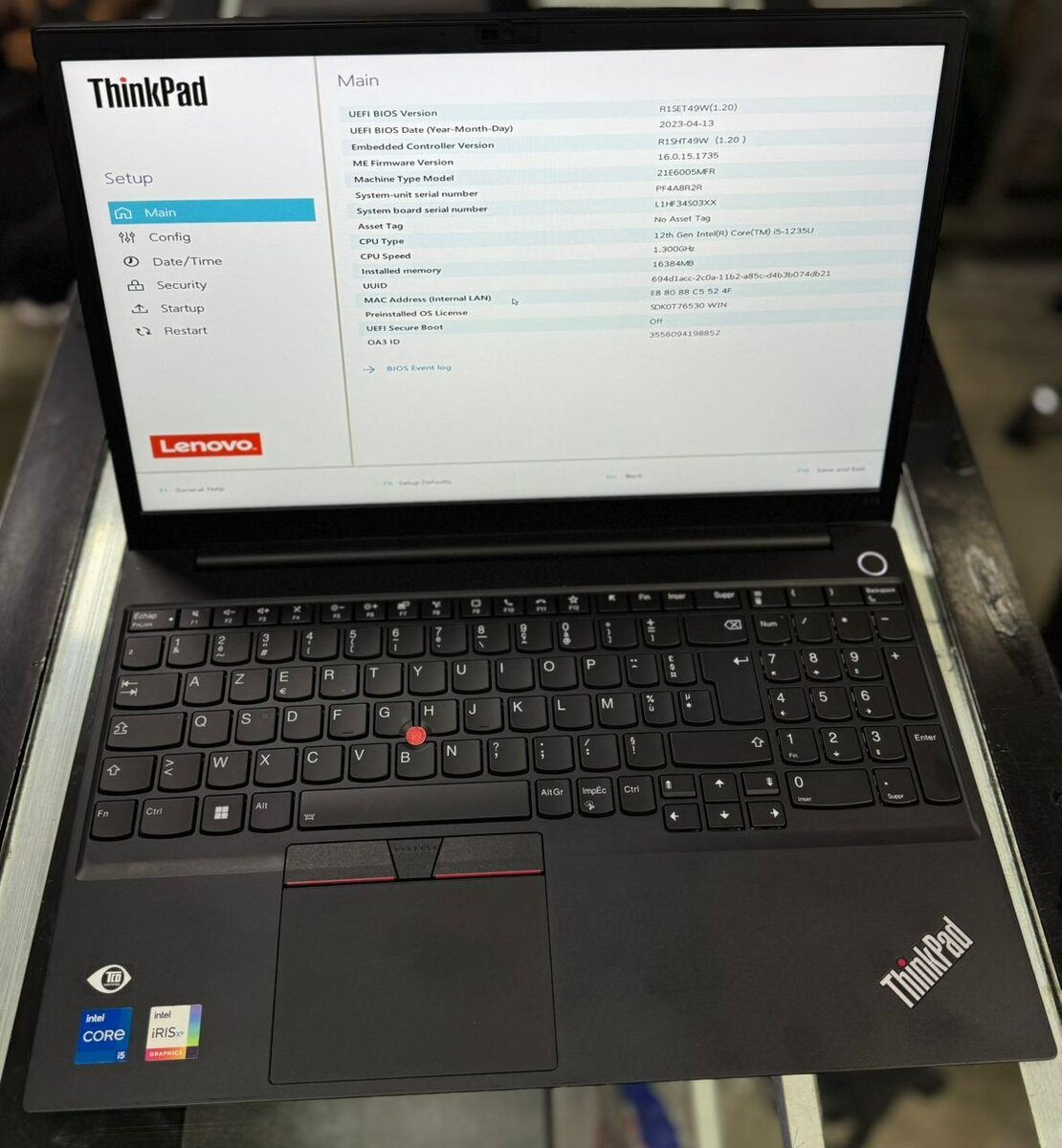 lenovo thinkpad e15.core i5 12th génération