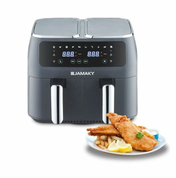 DUAL BASKET DIGITAL AIR FRYER TWO INDEPENDENT 5L BASKETS JMK
