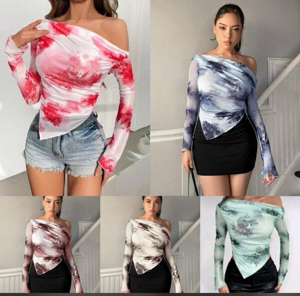 Top asymétrique à manches longues