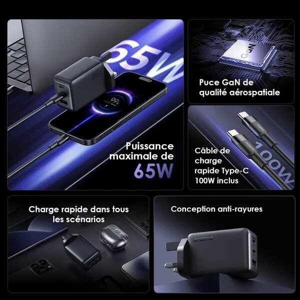 Chargeur Oraimo HyperGan 65W