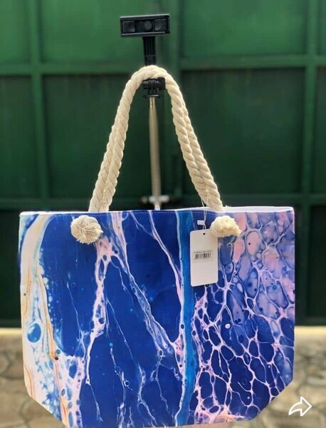 Sac cabas marbré bleu