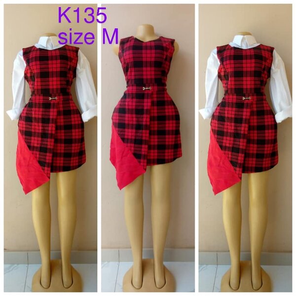 Red checkered dress size M