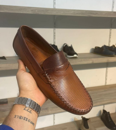 mocassins en cuir marron respirant