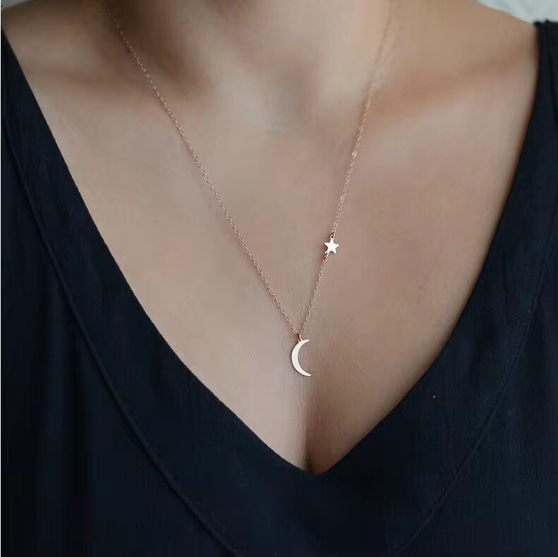 Collier Lune Étoile Argent