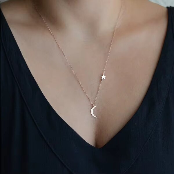 Collier Lune Étoile Argent