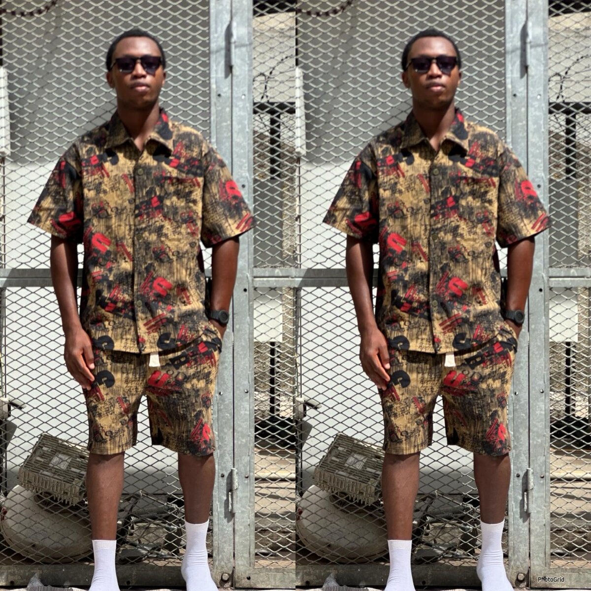 Ensemble chic en lin imprimé