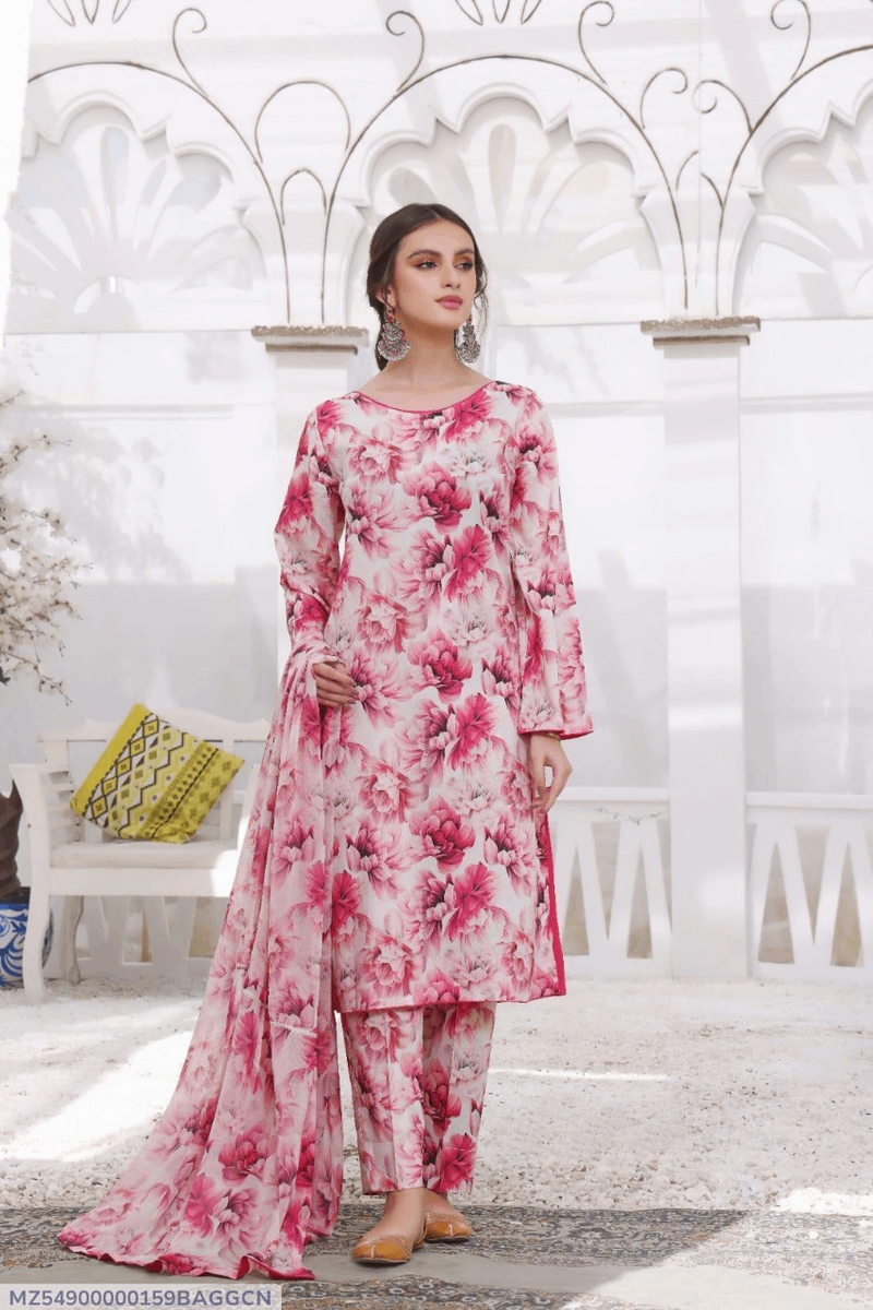 3 Pcs Women unstitched Digital print suit