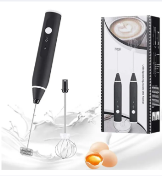 Electric Automatic Coffee / Egg Beater Mixer Milk Frother 3 Pace Adjustable Blender with USB Charging