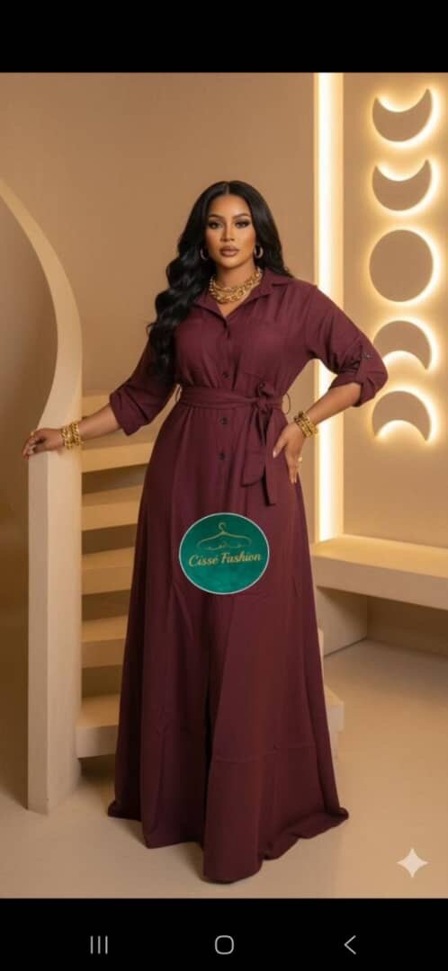 Robe Élégante Longue Ceinturée