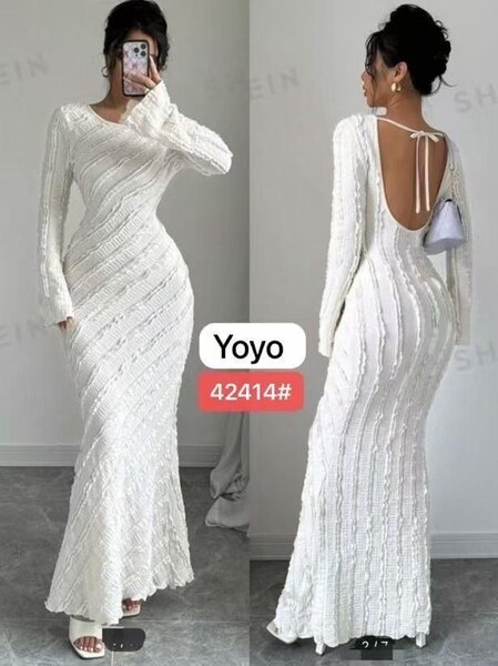Robe Longue Tricot Blanc Élégante