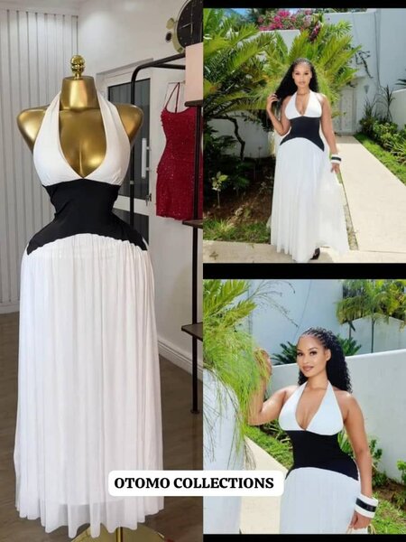 Robe longue élégante bicolore