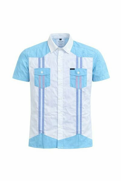 Chemise bleu clair bandes