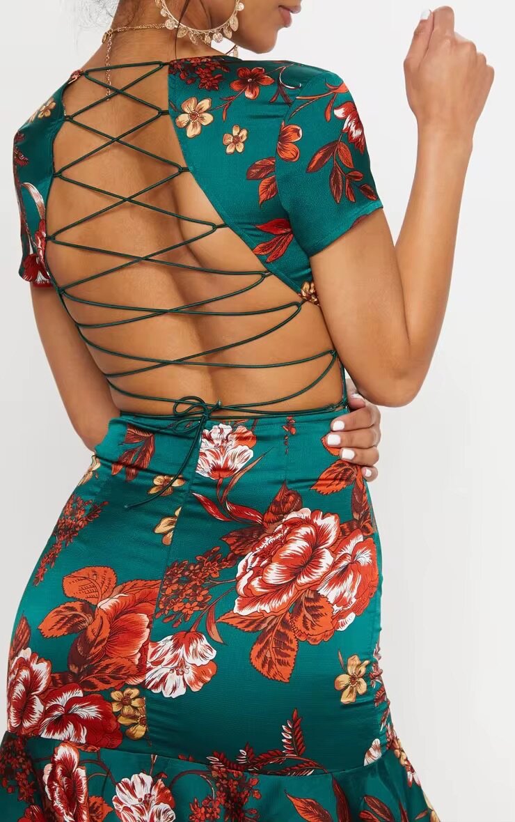 Robe Imprimée Dos Nu Floral