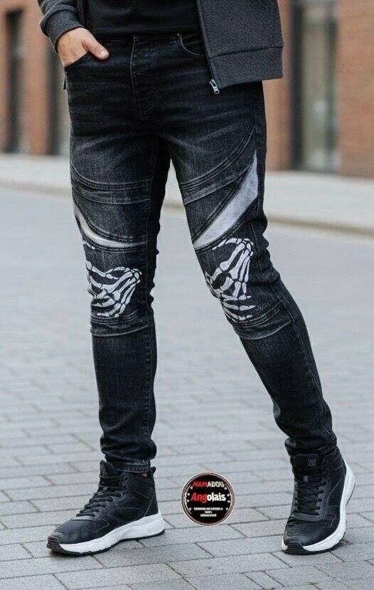 Jeans Slim Fit Homme Motif Stylé