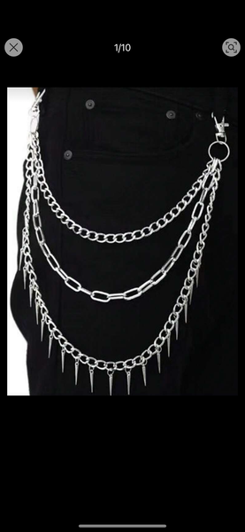 Chaîne de pantalon gothique argentée