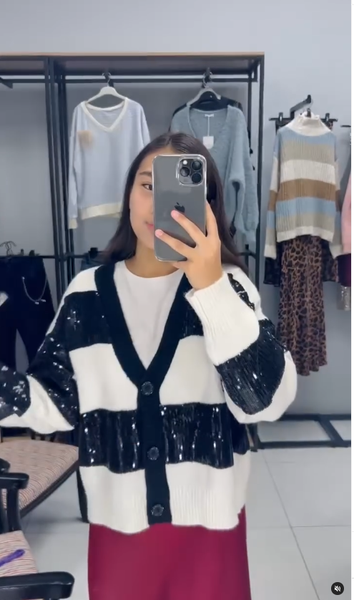 кардиган черно-белый