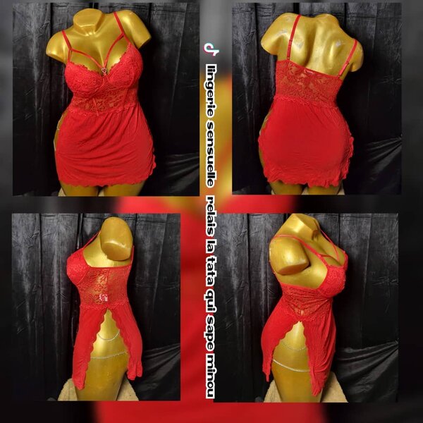 Nuisette en dentelle rouge