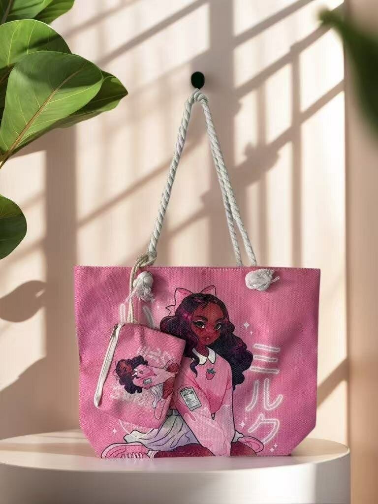 Stylish Illustrated Tote Bag Set