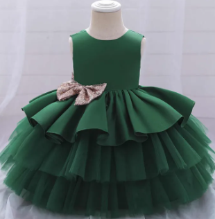 Girls Princess Dress Infant Birthday Girl Party Dress Wedding Dress ( Fabric Net And Silk) ( Size 1-8 Yrs Size)