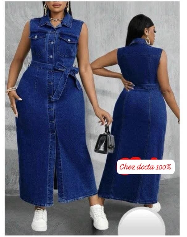 Robe longue en jean sans manches