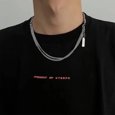 Collier double chaîne homme