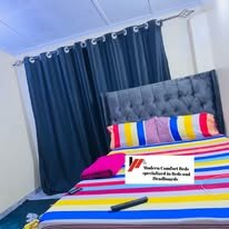 custom made bed with a high base