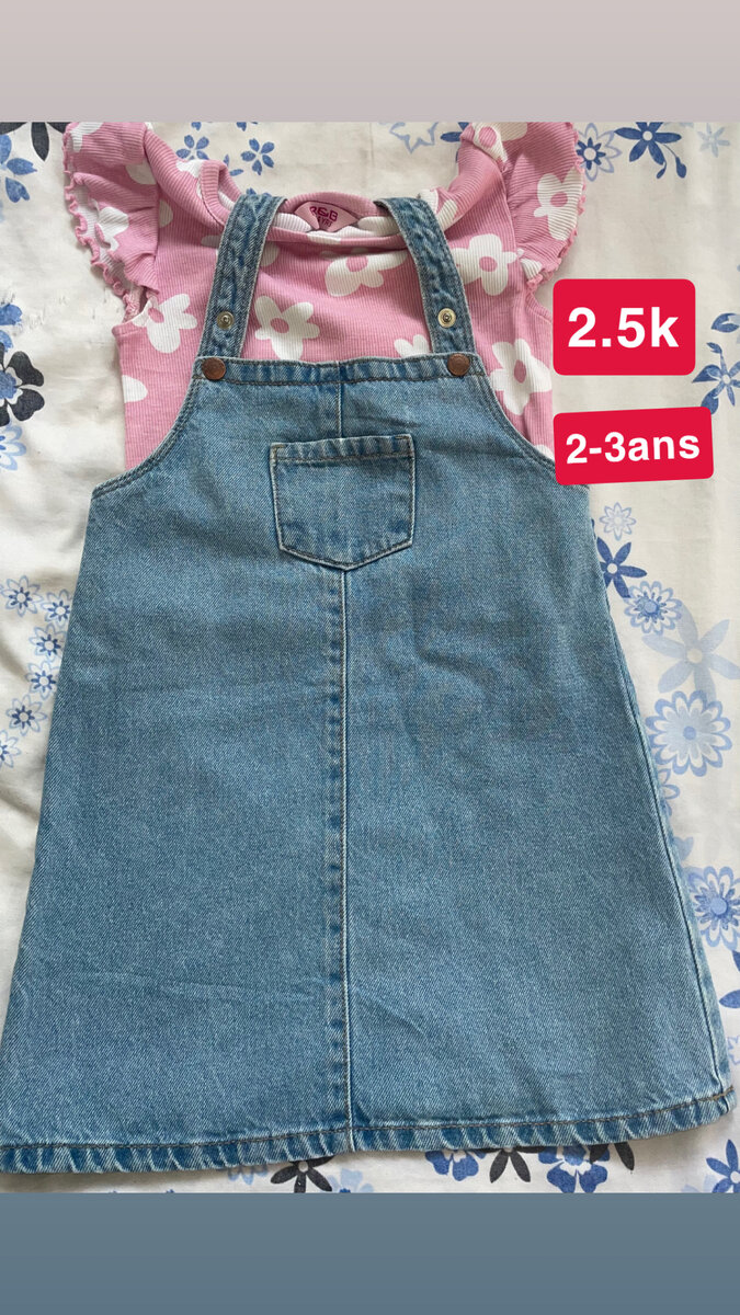 Robe salopette en jean fille