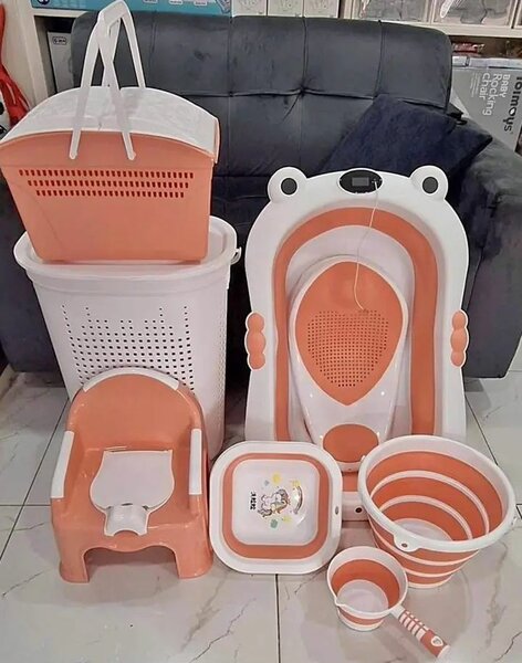 Baignoire pliable pour bébé - Rose et blanc