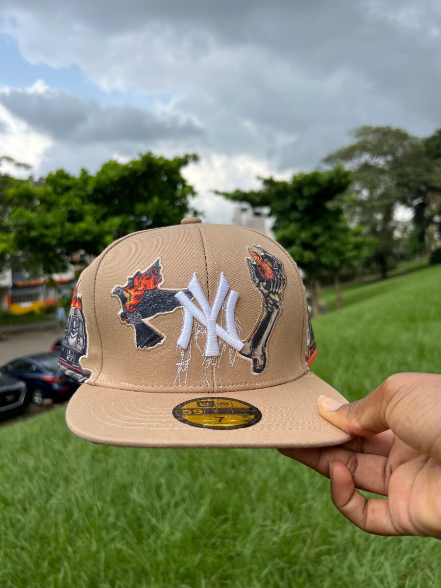 Casquette NY Beige customisée