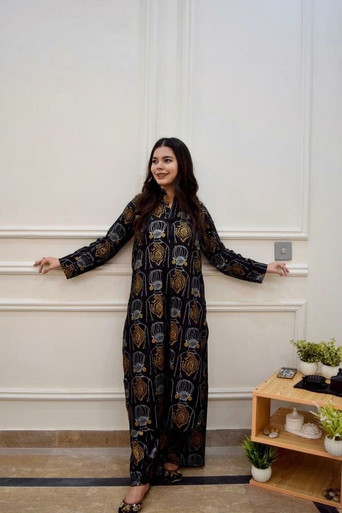 2 PC's stiched linen printed s