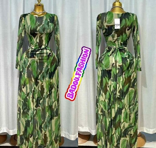 Robe longue camouflage chic
