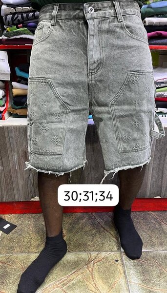 Jeans shorts homme déchirés gris