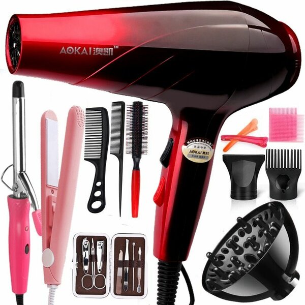 Powerful Hair Dryer plus 11pcs accessories (RED)
