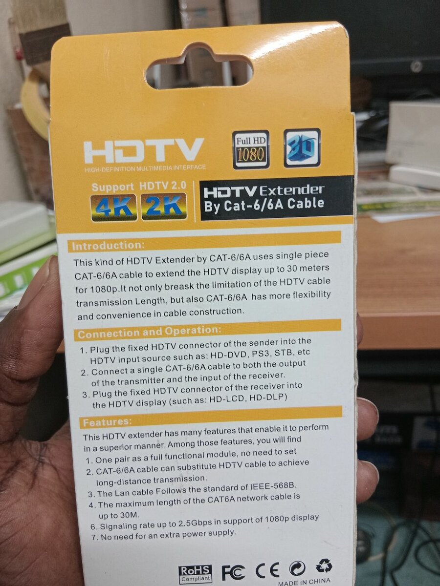 Extendeur HDTV Cat-6/6A 4K UHD