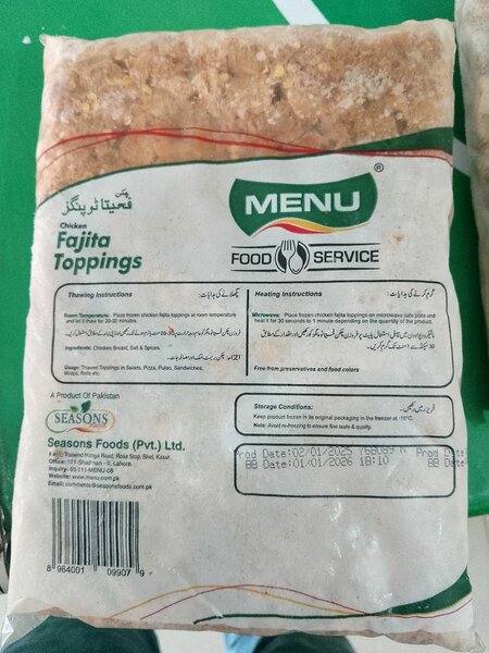 Menu Fajjita Topping Chicken