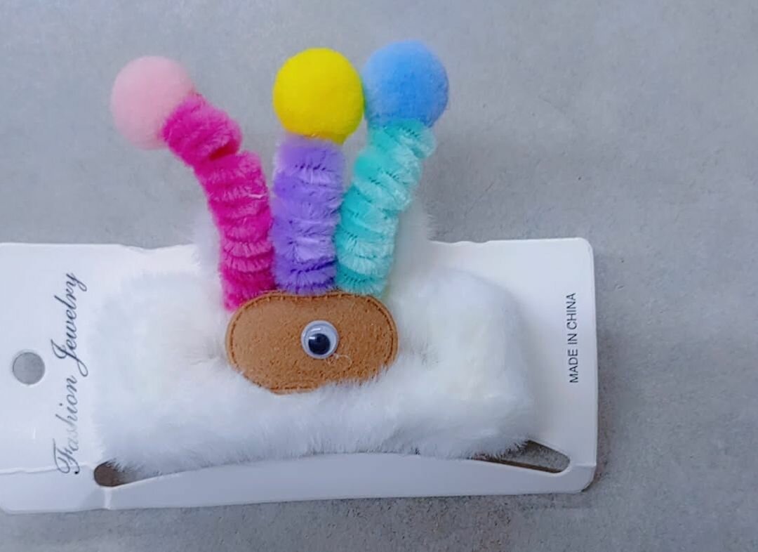 3 Barrettes peluches colorées