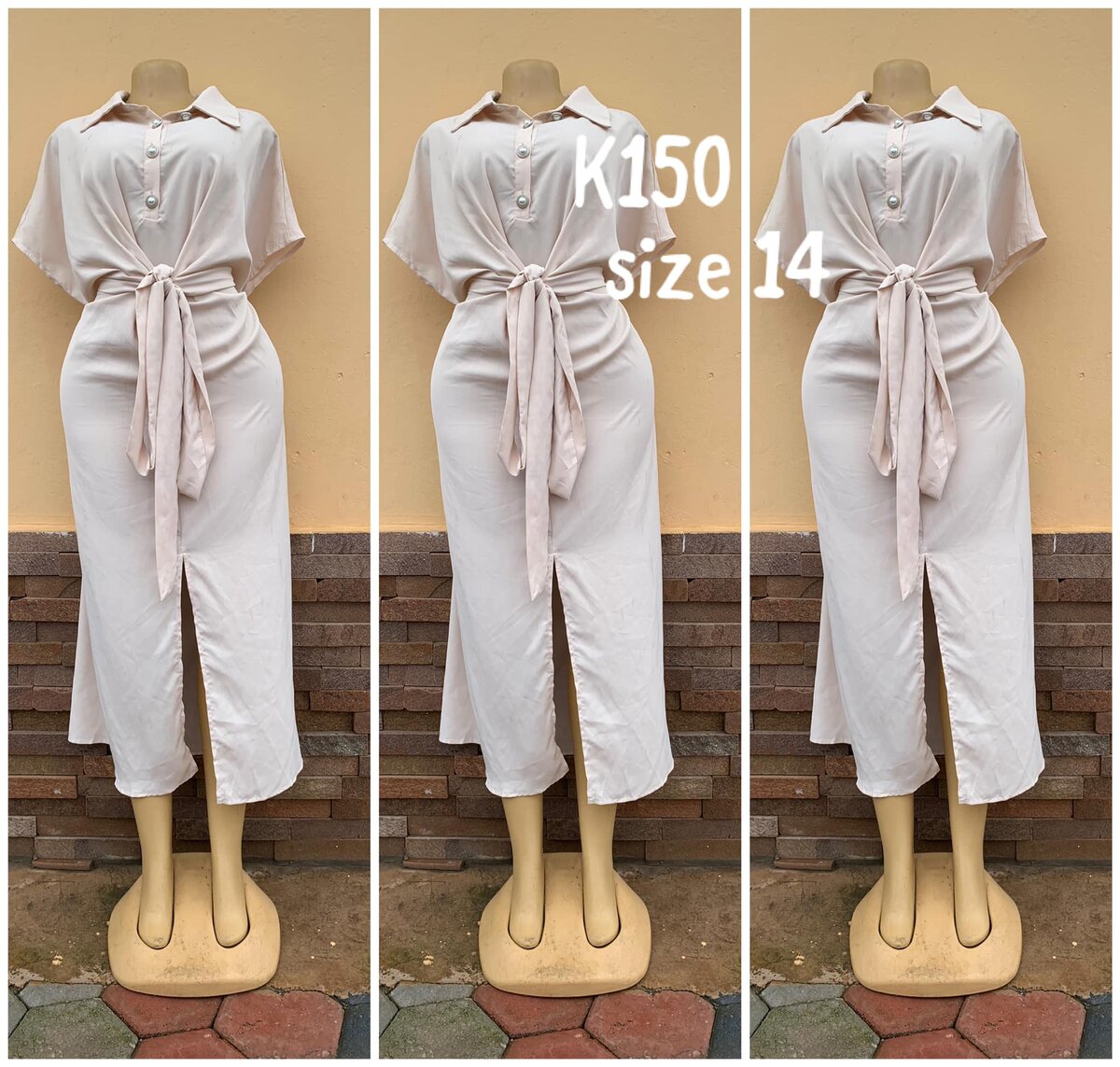 Beige dress with buttons size 14